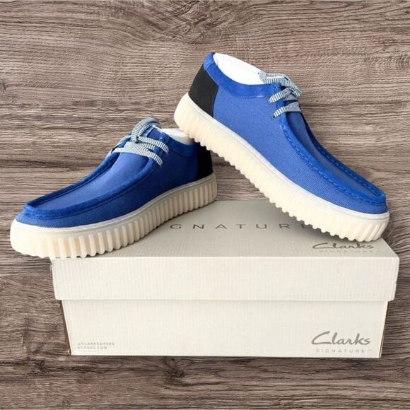 Clarks Blue Loafers with Textured Sole Torhill Lo
Navy Combi Blue Slip-On 12 - Picture 1 of 14